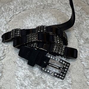 Ibel vintage Black Crystal-Embellished Women's Belt